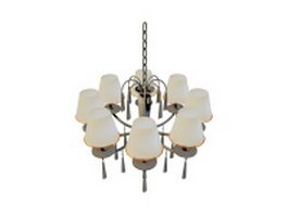 Industrial chandelier with shades 3d model preview