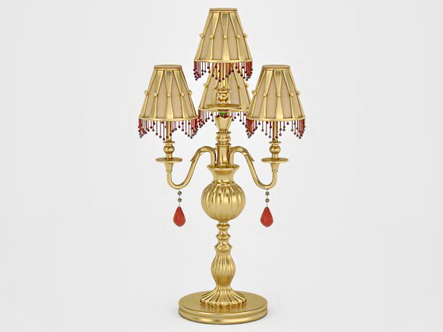 Antique brass table lamp 3d rendering