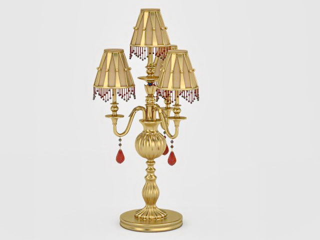 Antique brass table lamp 3d rendering