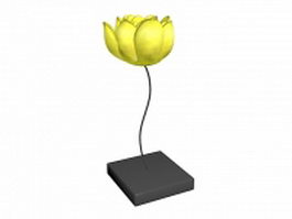 Yellow flower table lamp 3d model preview