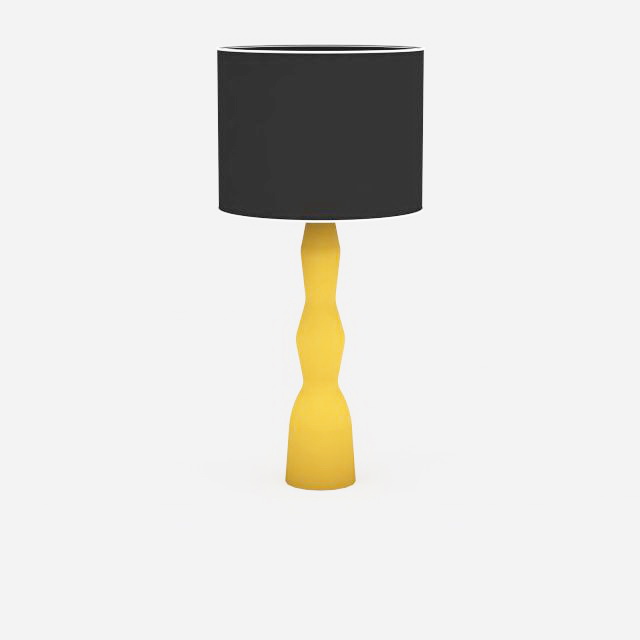 Yellow and black table lamp 3d rendering