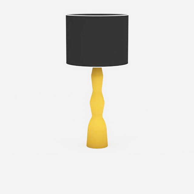 Yellow and black table lamp 3d rendering