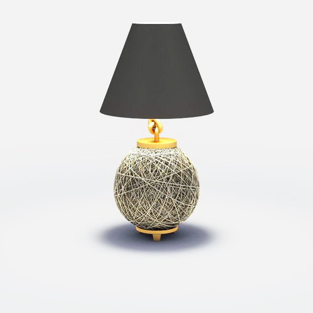 Wire ball table lamp 3d rendering