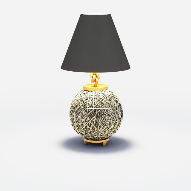 Wire ball table lamp 3d rendering