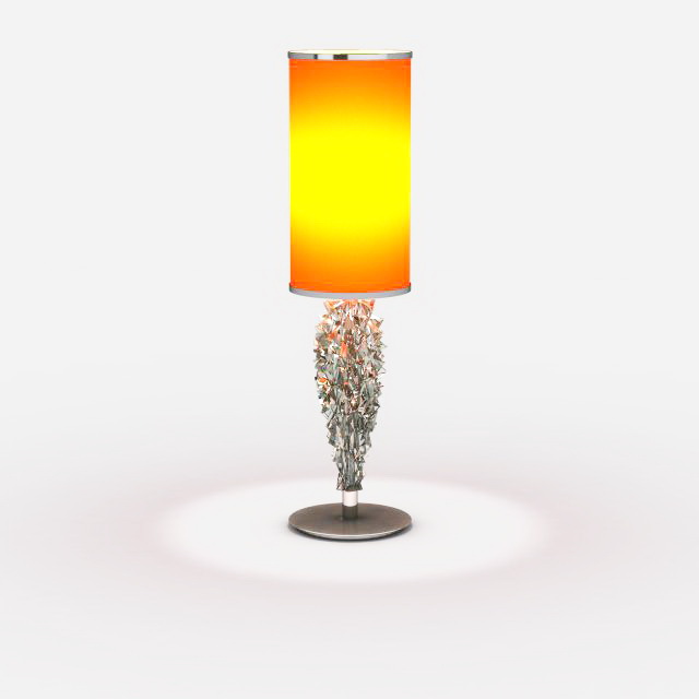 Orange column shade table lamp 3d rendering