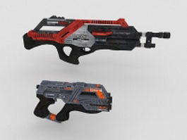 Sci Fi game weapons 3d model preview