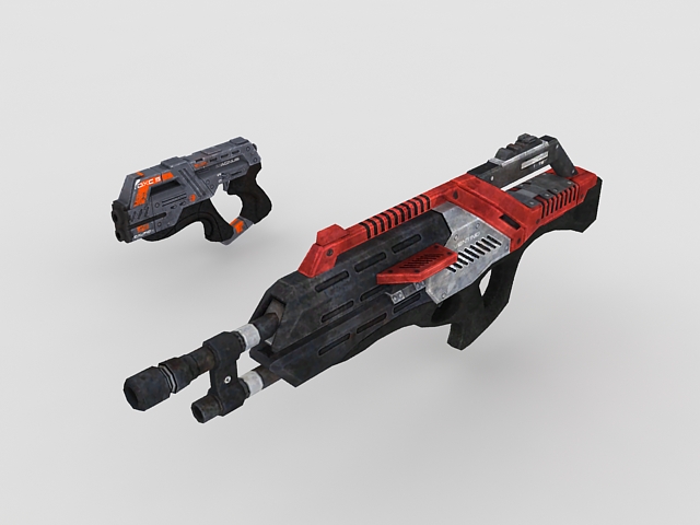 Sci Fi game weapons 3d rendering