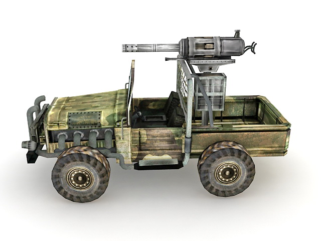 Machine gun truck 3d rendering