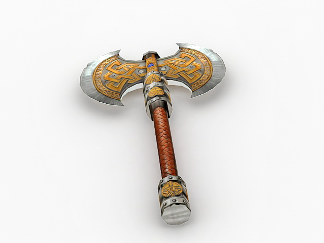 Ornate Medieval Battle Axe 3d rendering