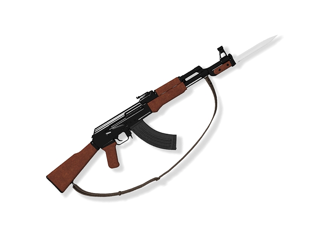 AK-47 with bayonet 3D model - Download Weapon on