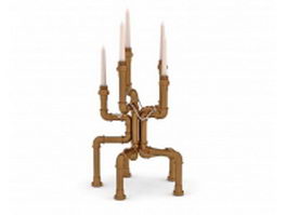 Brass pipe candle holder 3d model preview
