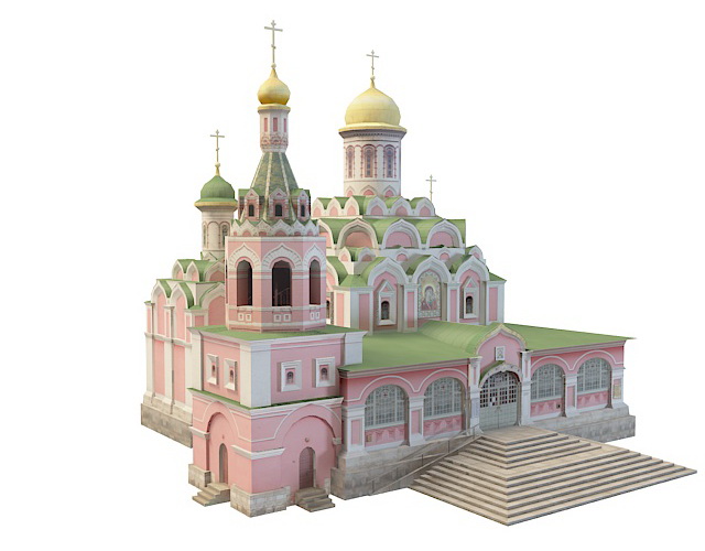 Kazan Cathedral in Moscow 3d rendering