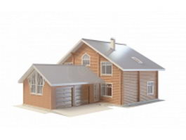 Country house with garage 3d model preview