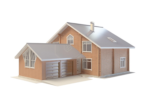 Country house with garage 3d rendering