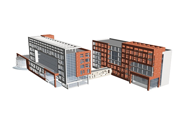 Office building complex 3d rendering