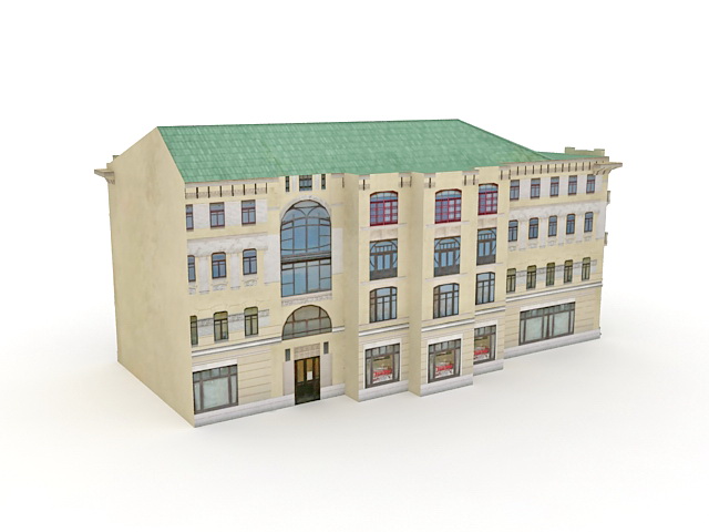 Historical russian apartment building 3d rendering