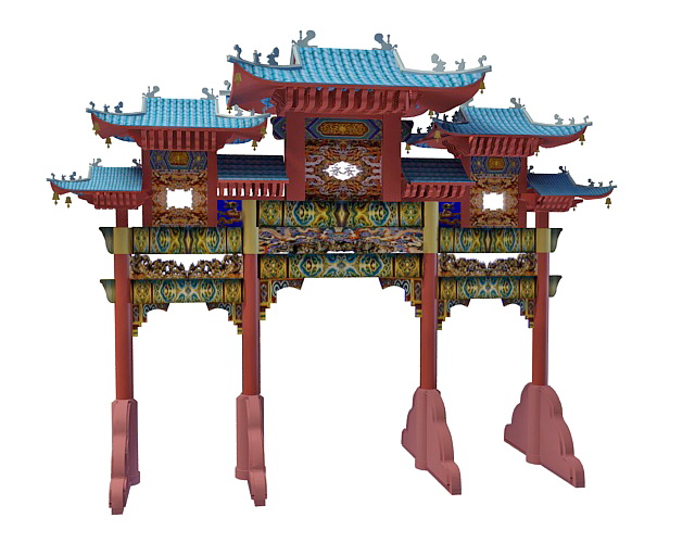 Chinese Paifang 3d rendering