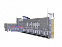Airport terminal building 3d model preview