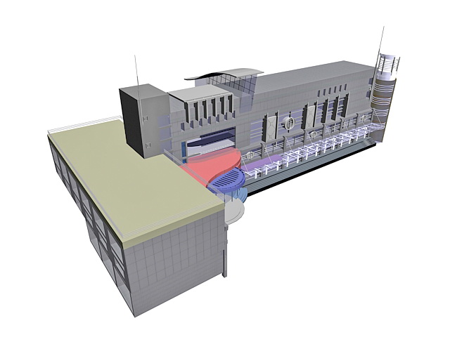 Airport terminal building 3d rendering