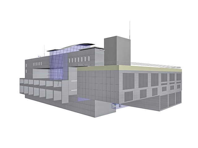 Airport terminal building 3d rendering
