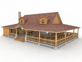Village gift shop and restaurant building 3d model preview