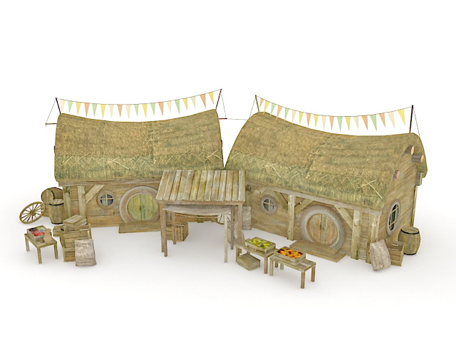 Hobbit house 3d rendering