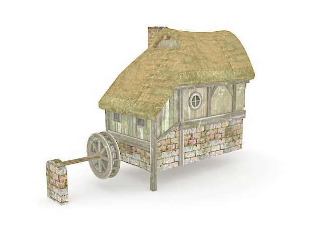 Hobbit village mill 3d rendering