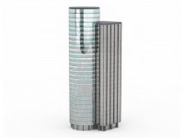 Glass cylinder building 3d model preview