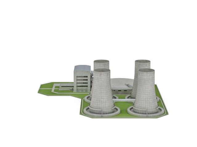 Nuclear power plant 3d rendering
