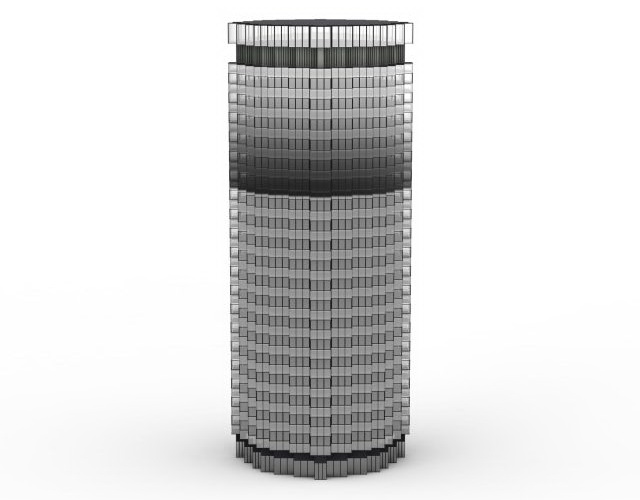 Cylinder-shaped building 3d rendering
