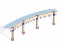 Curved glass pergola structures 3d model preview