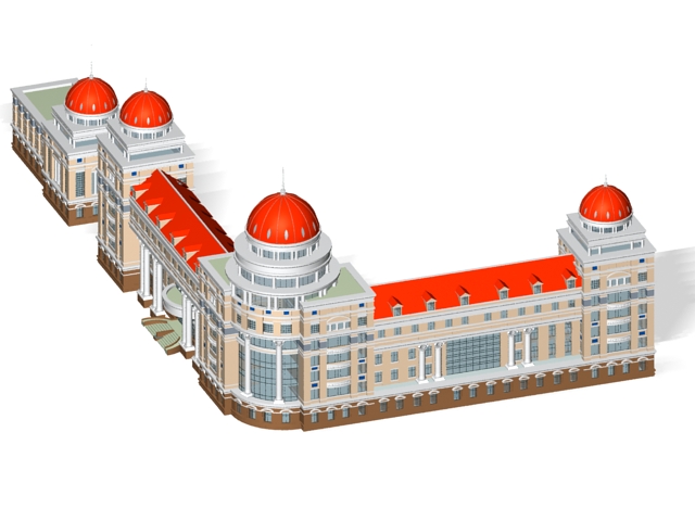 Russian revival style architecture 3d rendering