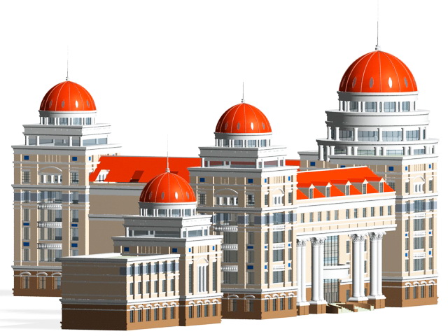 Russian revival style architecture 3d rendering