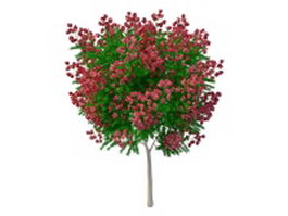 Artificial tree with red flowers 3d preview