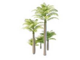 Alexandra palm trees 3d model preview