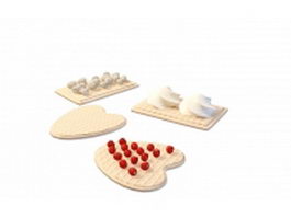 Dishes on cutting board 3d model preview