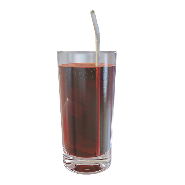 Coke with ice 3d rendering