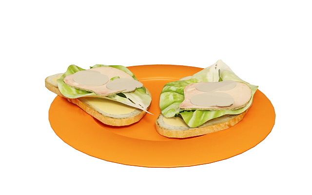 Plate of Sandwiches 3d rendering