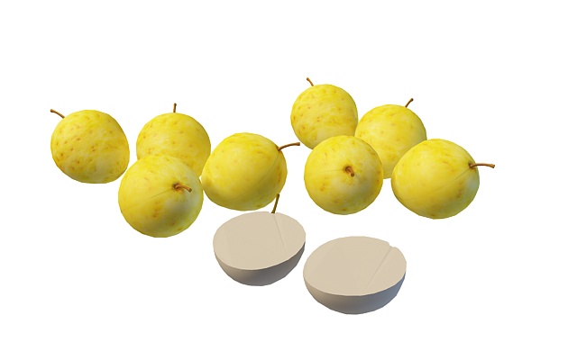 Small yellow fruit 3d rendering