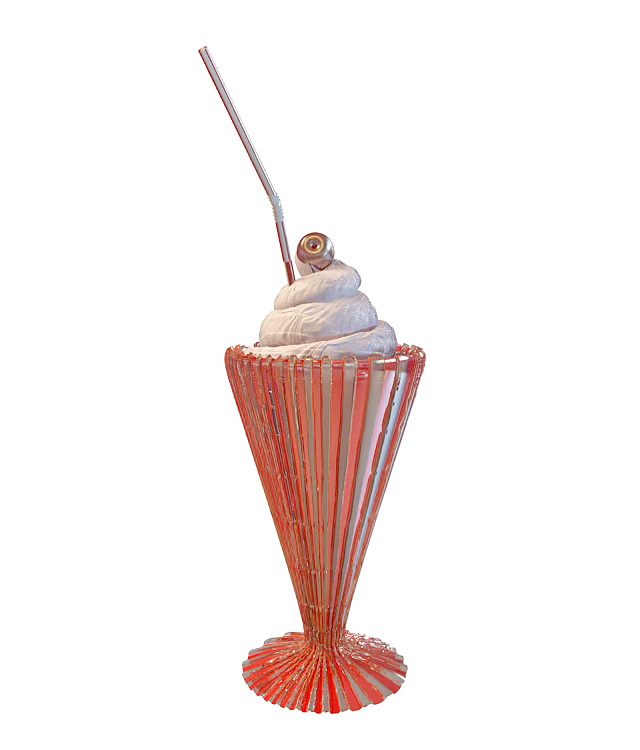 Glass of ice cream 3d rendering