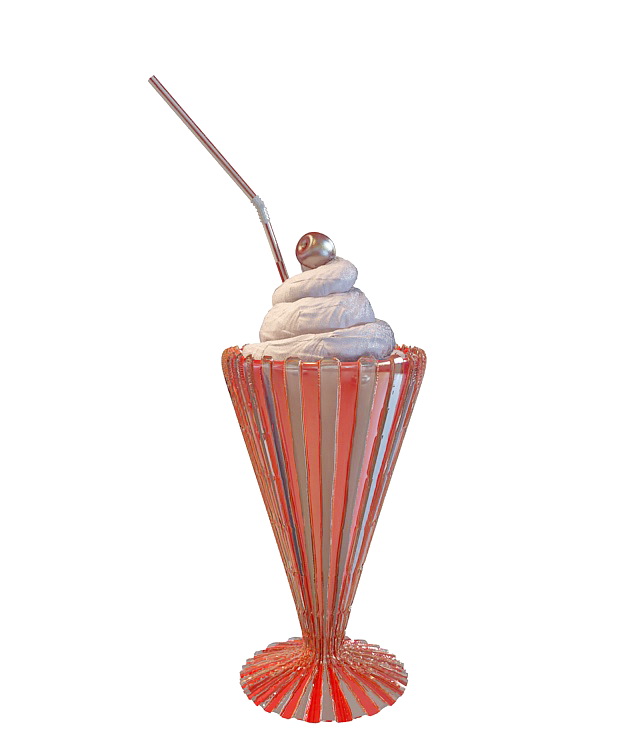 Glass of ice cream 3d rendering