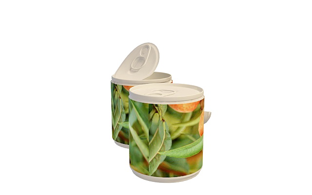 Canned peach halves 3d rendering