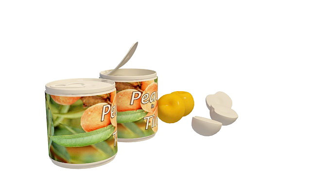 Canned peach halves 3d rendering