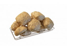 Bread in wire basket 3d preview