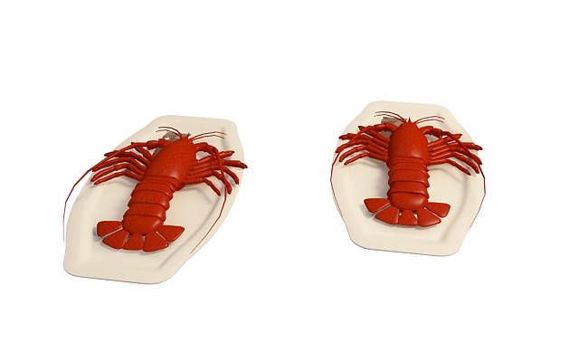 Lobster dishes 3d rendering