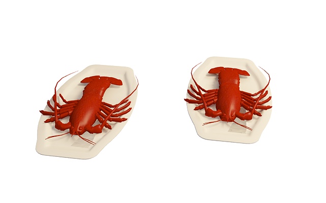 Lobster dishes 3d rendering