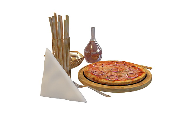 Romantic pizza dinner 3d rendering