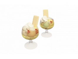 Ice cream in glass cup 3d preview
