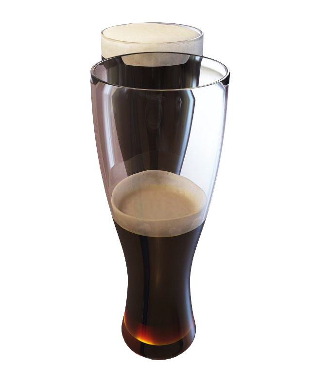Two glasses of black beer 3d rendering