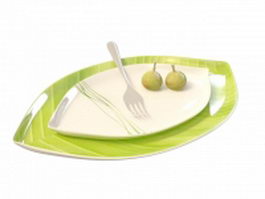 Mango plate with fork 3d model preview